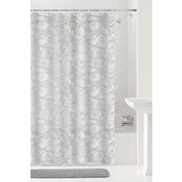 Mainstays Seashell Waterproof PEVA Shower Curtain, 70" x 72", White
