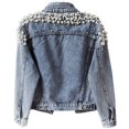 thumbnail image 4 of Veste en Jean pour Femme, Veste Courte en Denim Brodée à Rivets et Perles, Manteau Bleu TTTG, 4 of 7