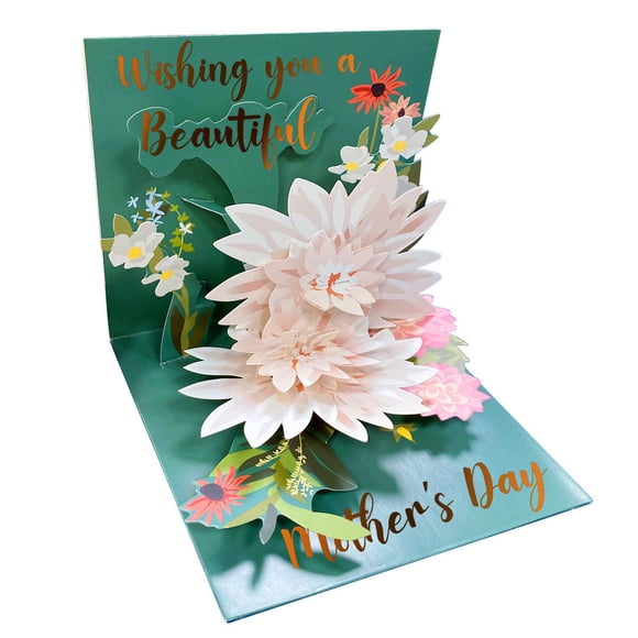 Meitianfacai Gifts for Her Mother's Day Flower Greeting Card, 3D Water-Lily Line Card Wishing You A Beautiful Mother's Day Card, Mothers Day Gift for Mom Daughter Grandma