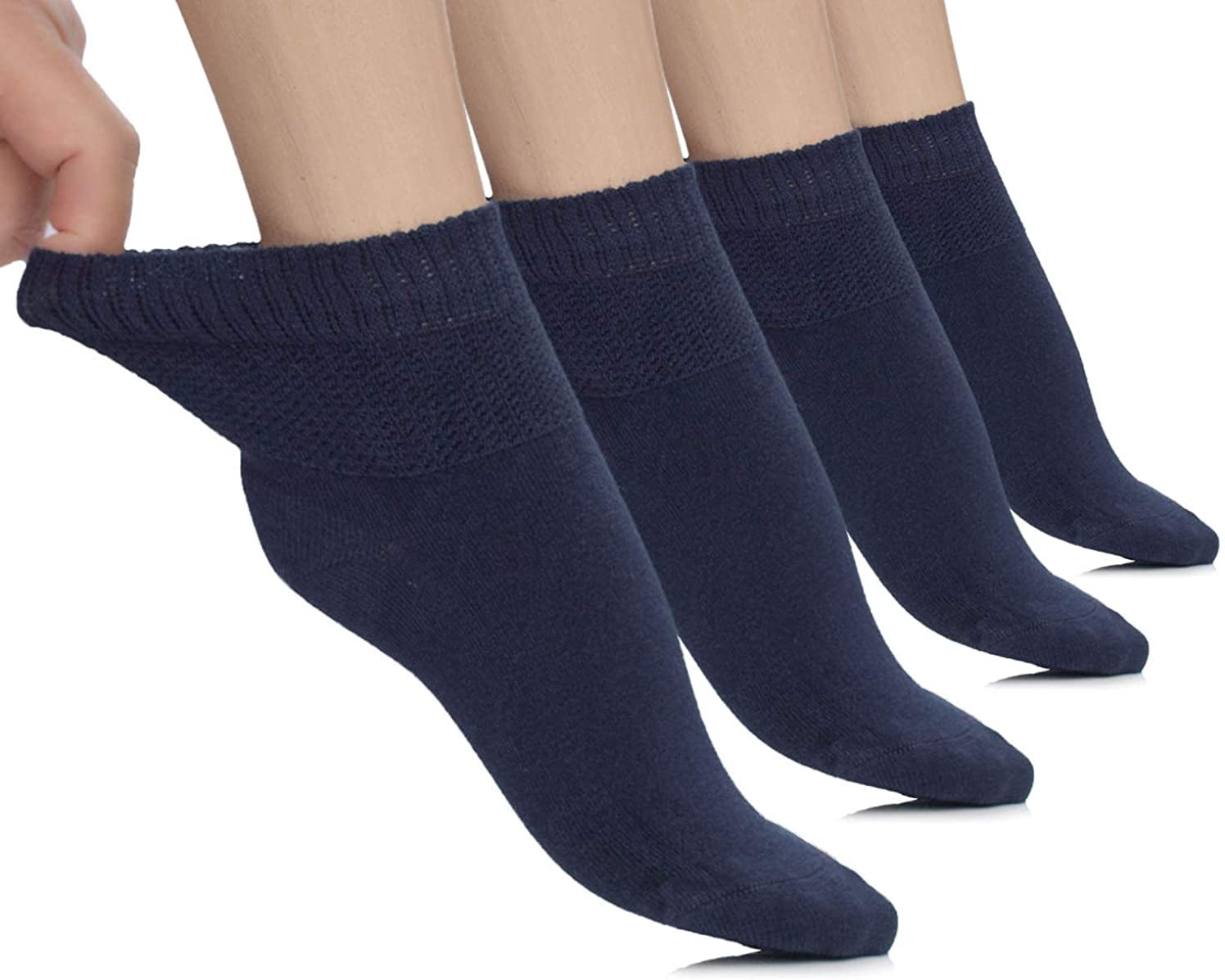 4 Pairs Lightweight Women'S Diabetic Ankle Socks Bamboo Thin Socks Seamless Toe And Non-Binding Top