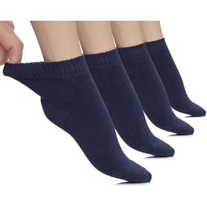 4 Paires Chaussettes diabétiques pour femmes légères Bamboo chaussons minces Seamless Toe and Non-Binding Top