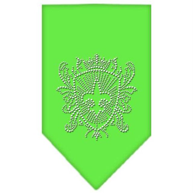 Fleur de Lis Bouclier Strass Bandana Vert Lime Petit