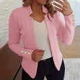 thumbnail image 3 of BiZtdJrK Womens Business Casual Outfits Button Trims Long Sleeve Lapel Blazers Open Front Solid Color Fall Suits Jackets Pink XXXL Fall Savings, 3 of 6