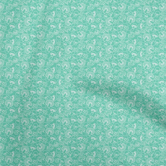 oneOone Georgette Viscose Vert Mer Tissu Matière de Robe Champignon Tissu Imprimé Tissu au Mètre 42 Pouces de Large
