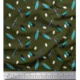 thumbnail image 1 of Soimoi Green Poly Georgette Fabric Dot & Feather Print Fabric by the Yard 42 Inch Wide, 1 of 3