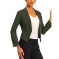 thumbnail image 4 of Blazer de Travail pour Femme Sans Col, Veston de Style Professionnel Décontracté, Blazer Court, TP, Vert Armée, 4 of 6