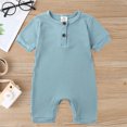 thumbnail image 2 of Plebaso Baby Girls Boys Summer Jumpsuit Botton Short Sleeve Round Neck Cute Solid Color Shorts Rompers, 2 of 4