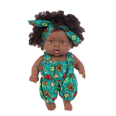 Pisexur Black Girl Dolls 8inch African American Baby Doll with Dress for Kids Aged 3 4 5 6 7 Years Fashion Play Doll Reborn Baby Toy Doll - Life Size Soft Adjustable Perfect Christmas Gifts for Kids