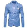 thumbnail image 2 of TIMIFIS Light Blue Men's Blazer Jacket Casual Solid Single Rows Two Button Suit Jacket Fashion Formal Lapel Slim Wedding Blazer, 2 of 8