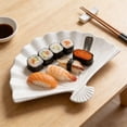 thumbnail image 4 of Sector Shaped Ceramic Plate Food Serving Dish For Japanese Cuisine Barbecue And Dumplings Porcelain Tableware For Restaurant Food Serving, 4 of 4
