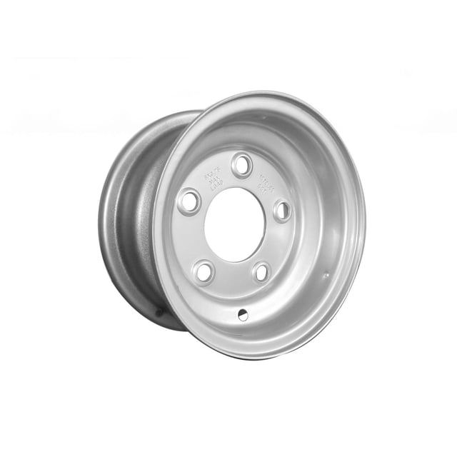 HI-RUN NB2002 Sutong Trailer Wheel 8X375 5Lug shown in a front-angled view with a silver steel rim featuring five lug holes and a central hub opening, designed for boat, horse, and cargo trailers and suitable for trailer rim replacement or upgrades.