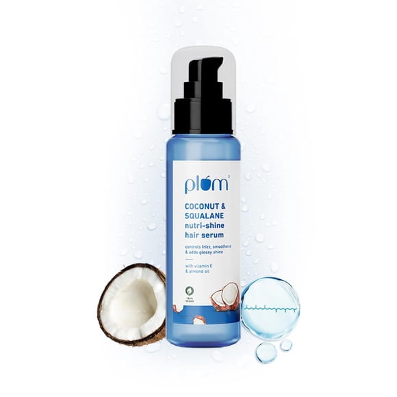 Plum Coconut Hair Serum for Dull, Dry and Frizzy Hair, with Coconut Oil, Squalane, Vitamin E and Alm for Women Men I Serum for Hair Smoothing I 75ml