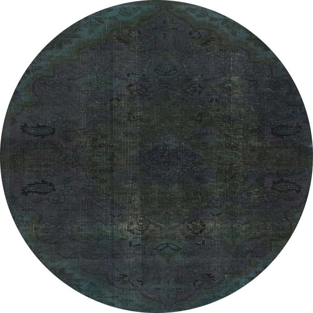 Ahgly Company Tapis d'Intérieur Ronds Abstraits Vert Canon Persan, 8 Pieds Rond