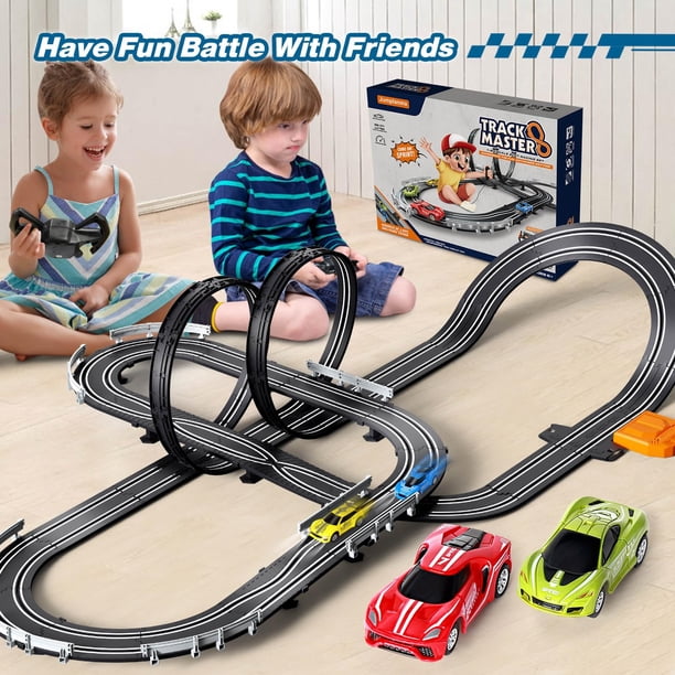 FORMIZON – Circuit Voiture électrique Double Voie – 4 Voitures Et 2 Télécommandes – 7,2 M De Piste – Effets Lumineux – Dès 6 Ans