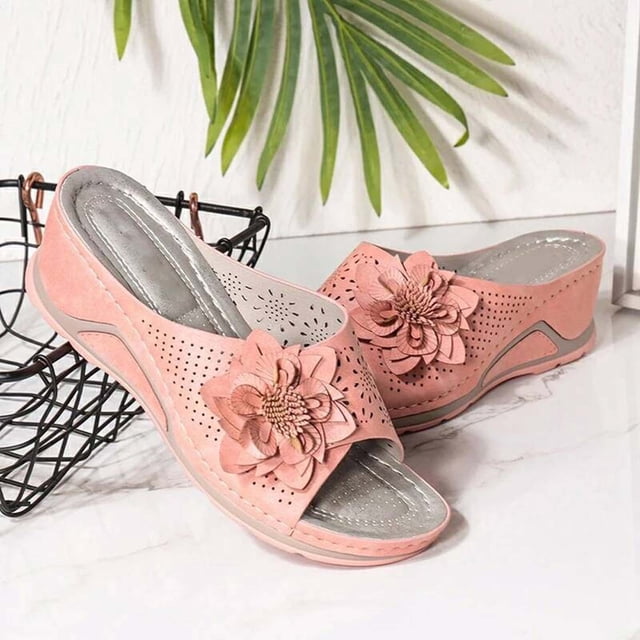 LSLJS Sandals Women Woman Fish Mouth Collection Leather Soft Footbed Orthopedic Arch-Support Sandals