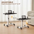 thumbnail image 4 of Overbed Bedside Table with Wheels, Adjustable Height Over The Bed Table, Mobile Hospital Bedside Table with Tilting Desktop, 4 of 7