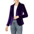 thumbnail image 1 of INSPIRE CHIC Blazer en Velours pour Femme, Couleur Unie, Col Châle, un Bouton, Veste de Tailleur pour le Travail, S Violet Foncé, 1 of 7