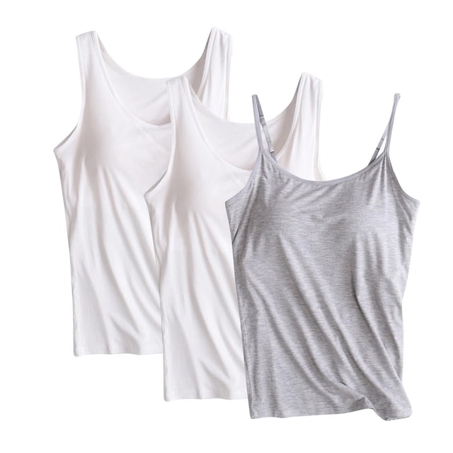 Uaswgudfs Ensemble de 3 Pcs pour Femmes avec Bretelles Ajustables - Haut Sans Manches à Fines Bretelles avec Encolure Ronde pour Tenue Décontractée et de Mise en Forme