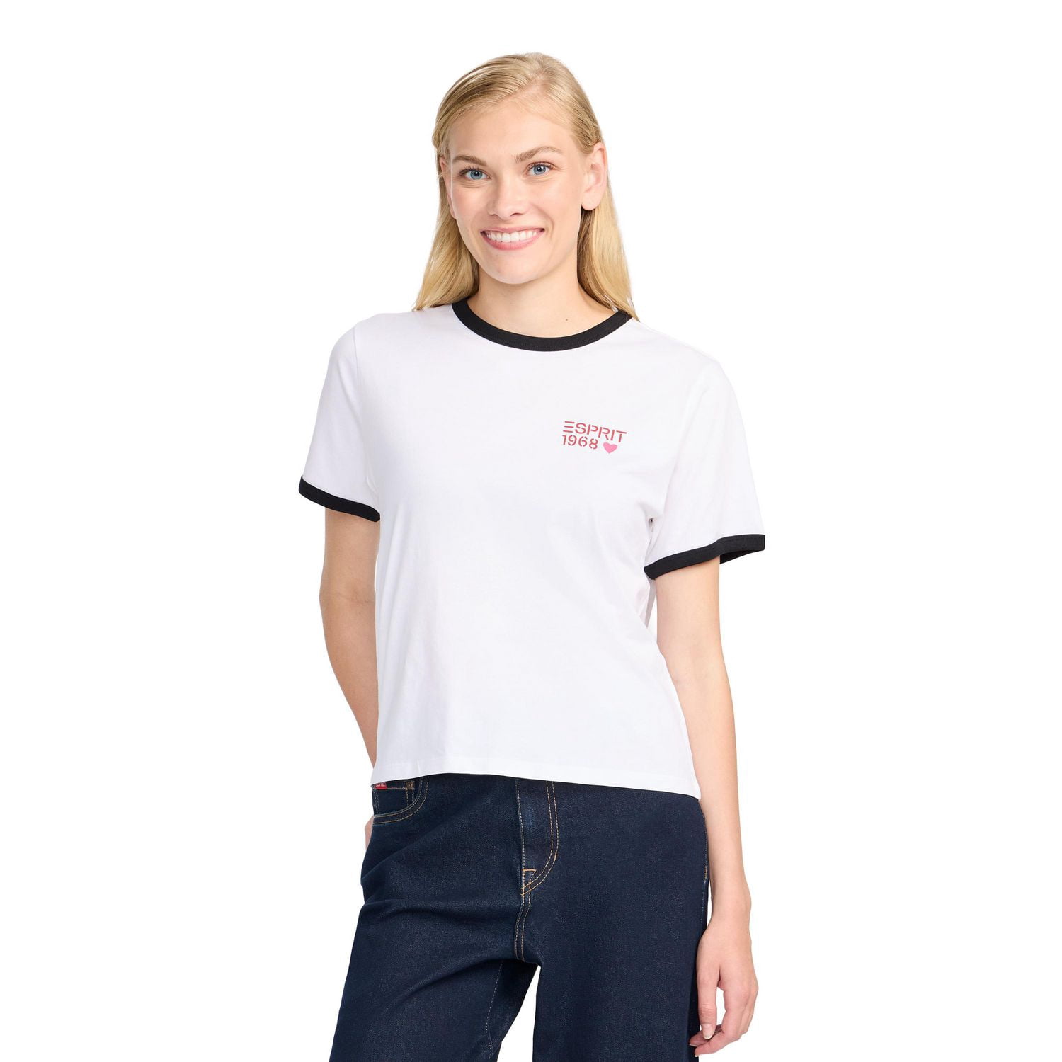 Esprit Women's Short Sleeve Ringer T-Shirt, Sizes XS-XXL