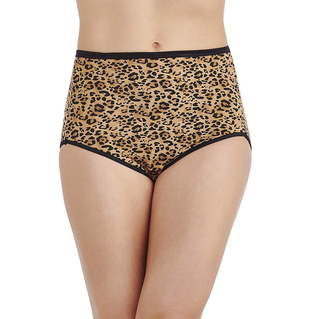 Vanity Fair Womens Body Shine Illumination Brief, 7, Toffee Leopard Print