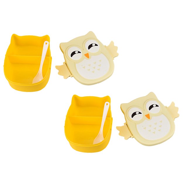 Oleegame 2PC Bathtub Drain Stopper Box Portable Container Box Lunch Storage Owl Food Lunch Bag Yellow
