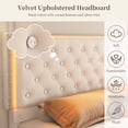 thumbnail image 4 of SIBEDS LED Bed Frame with 2 Storage Drawers Pockets and Soft Velvet Cream Tufted Headboard, Full, 4 of 9