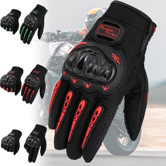 Motorcycle Gloves for Racing & Motocross - Touchscreen Compatible Riding Gloves with Protective Padding for Men