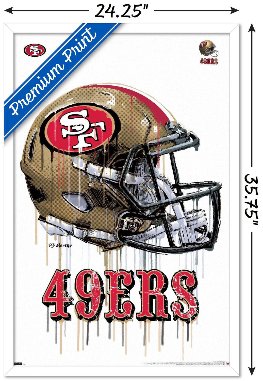 NFL San Francisco 49ers - Drip Helmet 20 Wall Poster with Push Pins