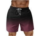 thumbnail image 1 of RKSTN Swim Shorts for Mens Gradient Print Ultra Plus Size Color Blocking Elastic Waist Drawstring Casual Versatile Beach Vacation Board Shorts with Pockets, 1 of 4