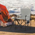 thumbnail image 4 of Gymax 2 Pcs Chaise de Camping Surdimensionnée avec Table d'Appoint 2 Poches de Rangement Porte-Gobelet pour Voyage Gris, 4 of 10