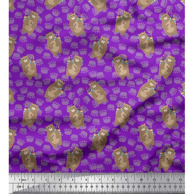 Soimoi Rayon Fabric Footprint,Bear & Arrow African Print Fabric by Yard 42 Inch Wide