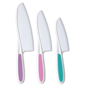 Kids Kitchen Knife Set Children's Cooking Knives in 3 Sizes & Colors/Firm Grip, Serrated Edges, BPA-Free Kids' Knives/Safe Lettuce and Salad Knives