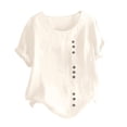 thumbnail image 1 of Timegard Cotton Linen Tops for Women Plus Size Round Neck Button Tunic Tops Casual Lightweight Blouse, 1 of 5