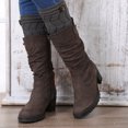 thumbnail image 4 of pitrice Leg Warmer Knitted Leg Sleeve Double Layer Thicken Ankle Boot Sock with W Button, Medium Grey, 4 of 8