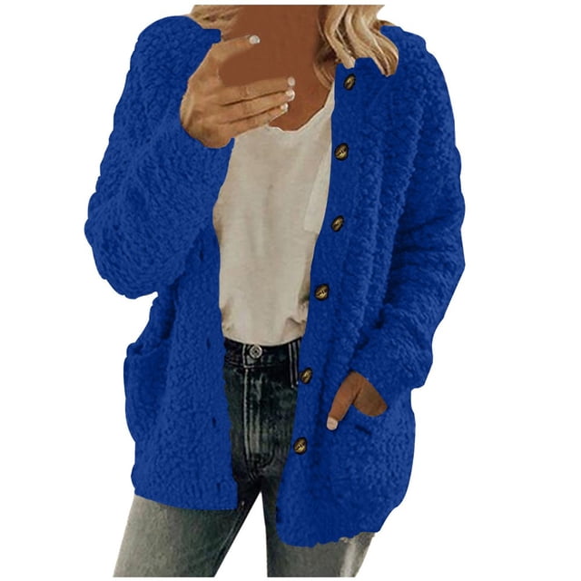 Winter Clearance Cardigan Sweaters for Women Long Sleeve Loose Coat Cardigan Solid Color Sweater