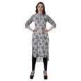 thumbnail image 2 of Moomaya Kurta Tunique à Ourlet Droit Imprimée pour Femmes, Kurti à Col Mandarin, Tenue d'Été, 2 of 6
