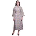 thumbnail image 1 of Bimba Light Purple Floral Leaves & Tazetta Daffodils Printed Womens Robes Long Soft Kimono Robe Cotton Bride Getting Ready Robe Long S, 1 of 5