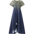 thumbnail image 5 of Lenago Robes d'Été Grande Taille Robes d'Été pour Femmes Imprimé Floral Manches Courtes Col en V Robe Plissée Robes Fluides Fête Plage en Solde, 5 of 5