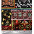 thumbnail image 1 of Soimoi Moss Georgette Fabric Floral & Damask Patchwork Print Fabric by The Yard 42 Inch Wide, 1 of 3
