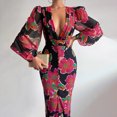 thumbnail image 1 of FcBaudy Robe à Manches Longues à Col en V, Robes d'Été pour Femmes, Robes pour Femmes Mode Femmes Imprimé Décontracté Col en V Manches Longues Robe de Vacances Robe Femme, 1 of 1