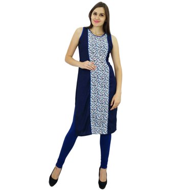 Bimba Womens Cotton Tunic Sleeveless Floral Kurta Kurti Indian Ethnic Blouse