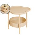 thumbnail image 1 of Dvruxg Petite Table d'Appoint Ronde, Table d'Extrémité à 2 Niveaux, Table de Nuit Moderne avec Panier en Tissu, Tables d'Appoint Rondes pour Salon et Chambre, 1 of 5