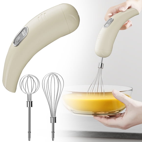 Batteur à Oeufs Électrique Sans Fil - Batteur à Main Rechargeable avec 5 Réglages de Vitesse, Écran LCD - Mousseur à Lait Sans Fil, Fouet pour la Pâtisserie, Gâteau