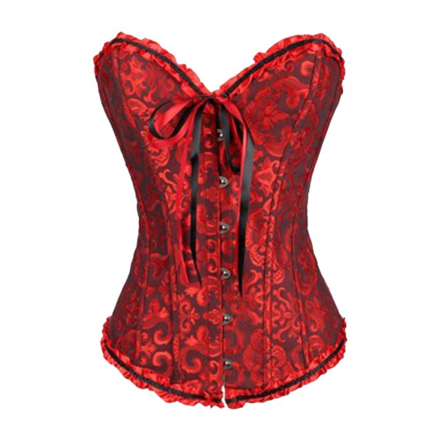 Esquirla Robe Corset Florale pour Femmes Débardeur Vintage en Spirale Acier à Lacets Noir et Rouge