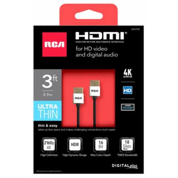 Audiovox 243652 Câble HDMI Ultra Fin 4K 3 Pi
