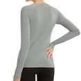thumbnail image 4 of fheaev Chandails à Manches Longues pour Femmes Col Rond Chandail du Bas Ajusté Décontracté Extensible Ajusté sous-Blouses Entraînement Haut de Sport Pilates Vêtements de Mise en Forme Couche de Base Hauts, 4 of 4