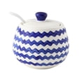 thumbnail image 1 of Blue Stripes Sugar Bowl With Lid, Kitchen Decoration Sugar Pot, Sugar Container Spice Jar-Blue 2-1, 1 of 7