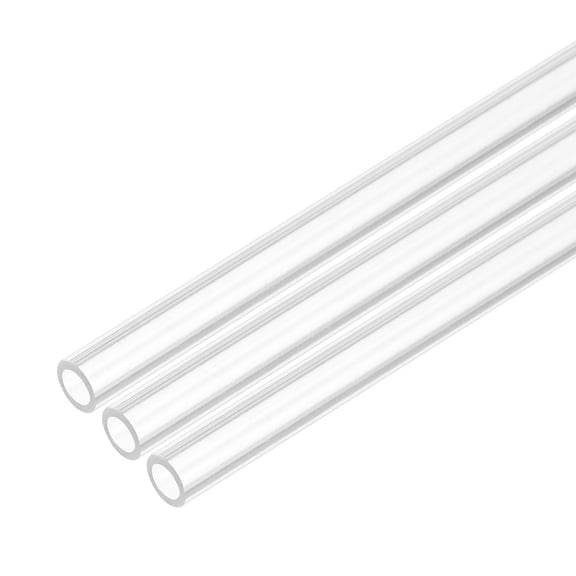 Uxcell 3Pcs Clear Rigid Acrylic Pipe, 5mm (0.2") ID x 7mm(0.28") OD x 300mm(12") L Plastic Round Tube PMMA Tubing for Plumbing Lighting Aquarium Tube Water Cooling System DIY Project