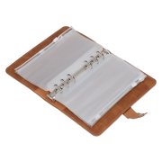 Cash Binder, A6 Portable PU Leather Savings Binder 6 Pre Punched Holes  For Daily Planners For Travel Journals Brown,Blue
