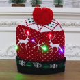 thumbnail image 4 of Christmas Decor Knitted Christmas Hat Cartoon Pattern Light Flashing Cap LED New Year  Gifts, 4 of 4